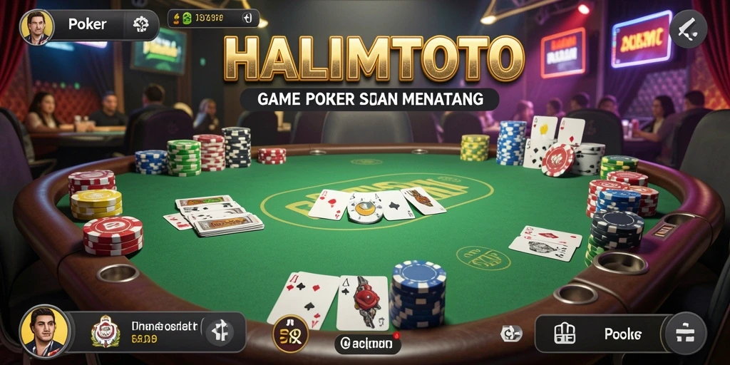 Tampilan antarmuka HALIMTOTO yang menarik saat bermain Poker.