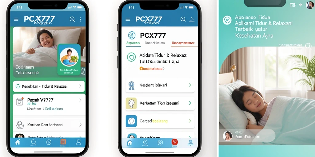 Tampilan antarmuka pengguna PCX777 yang menarik dan fungsional untuk Tidur & Relaksasi.