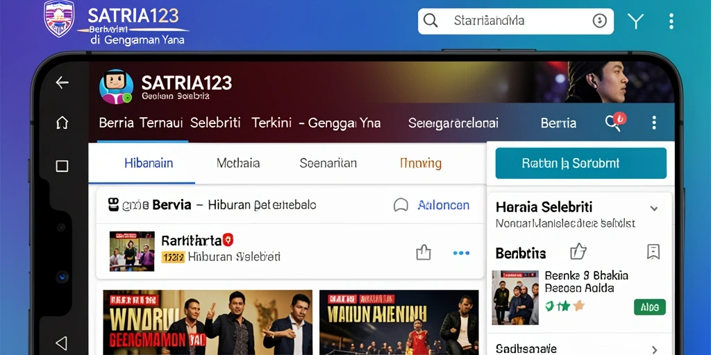 Antarmuka aplikasi SATRIA123 menampilkan berita selebriti yang menarik.