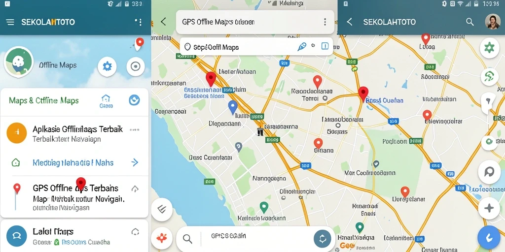 Antarmuka SEKOLAHTOTO yang user-friendly untuk navigasi peta offline.